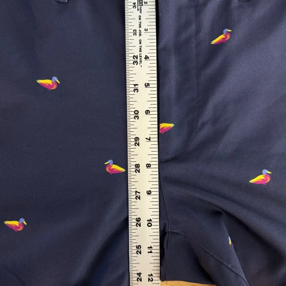 Bonobos Golf Men 33x31 Navy Blue Mallard Ducks Slim Taper Leg Performance Pants